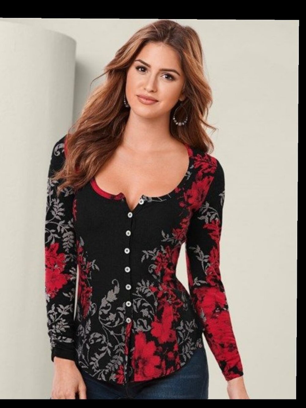 VENUS R3D BLACK FLORAL TOP